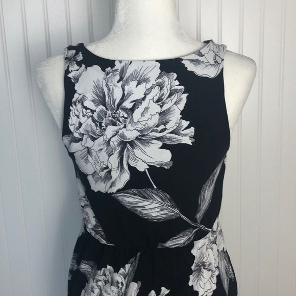 ADRIENNE VITTADINI Dress Black White FLORAL MAXI - Picture 6 of 7